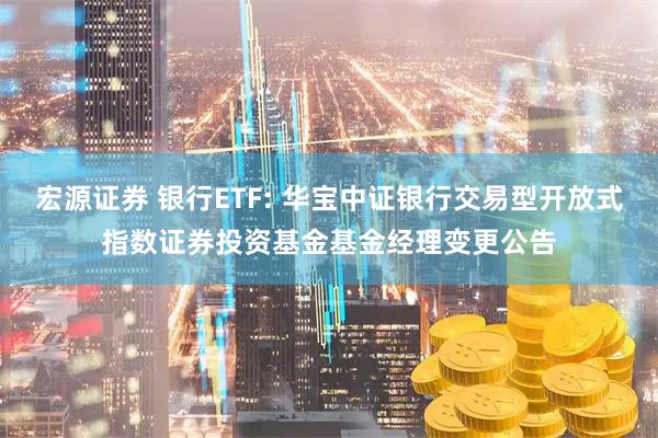 宏源证券 银行ETF: 华宝中证银行交易型开放式指数证券投资基金基金经理变更公告