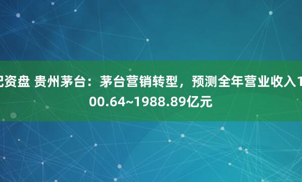 配资盘 贵州茅台：茅台营销转型，预测全年营业收入1700.64~1988.89亿元