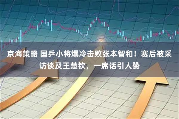 京海策略 国乒小将爆冷击败张本智和！赛后被采访谈及王楚钦，一席话引人赞